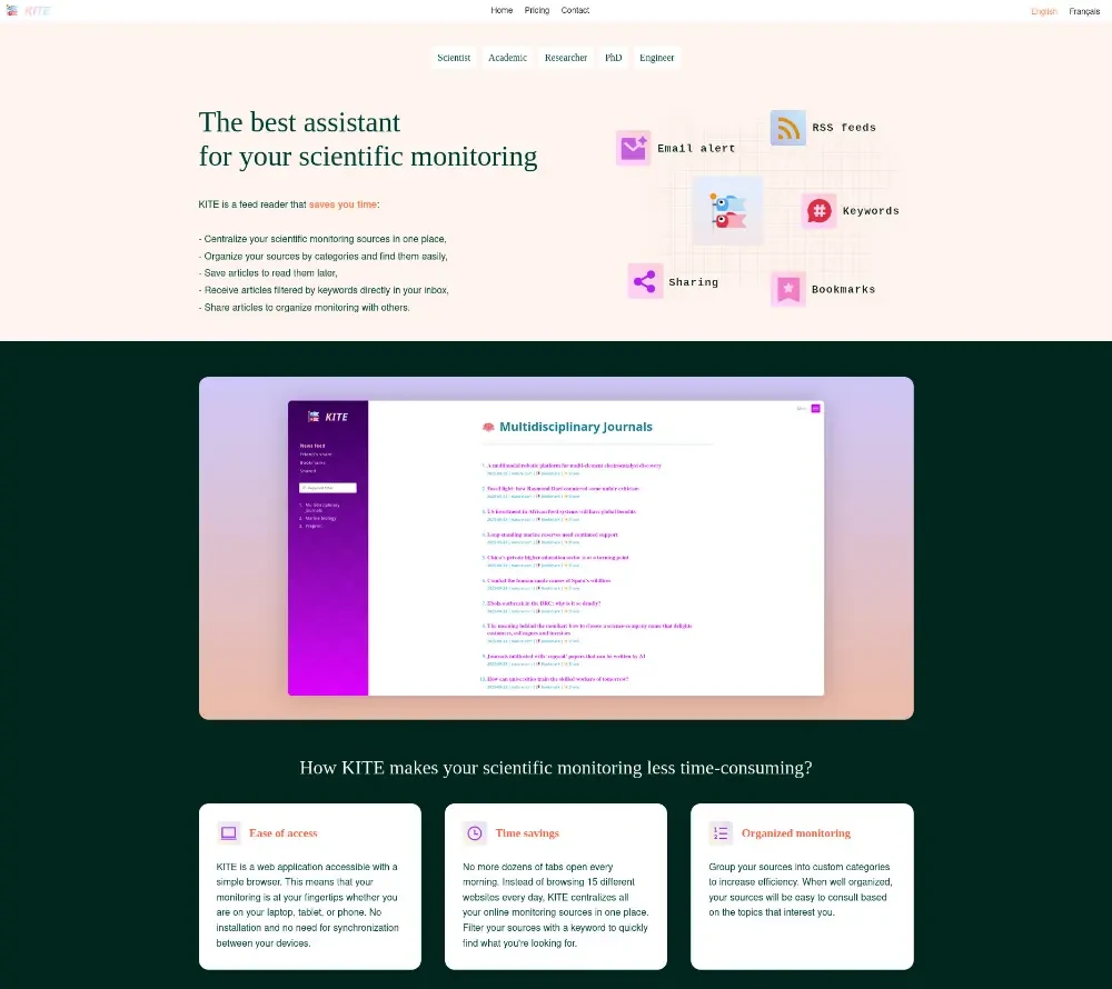 KITE website homepage screenshot